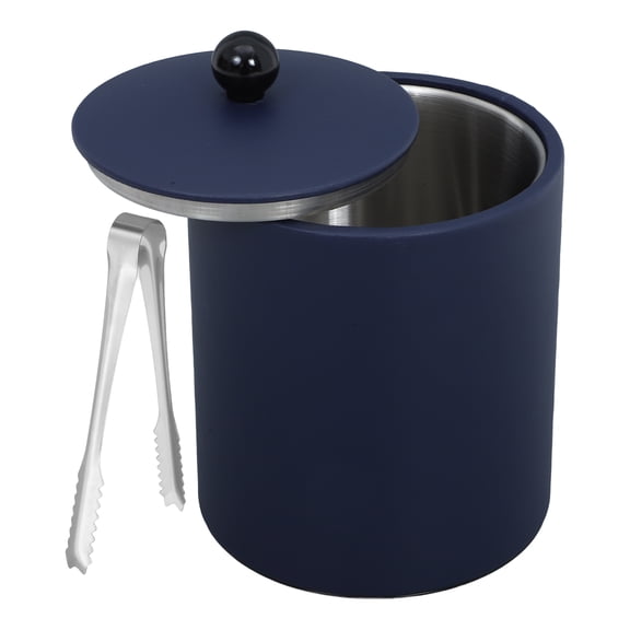 Yardwe Stainless Steel Ice Bucket with Lid and Tong Navy Large Insulated Ice Bucket for Parties