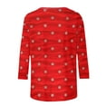 thumbnail image 6 of HOMBOM Basic Shirts for Women Red Christmas Pullover Christmas Tree Crewneck 3/4 Sleeve Plaid Ladies T Shirts, 6 of 7