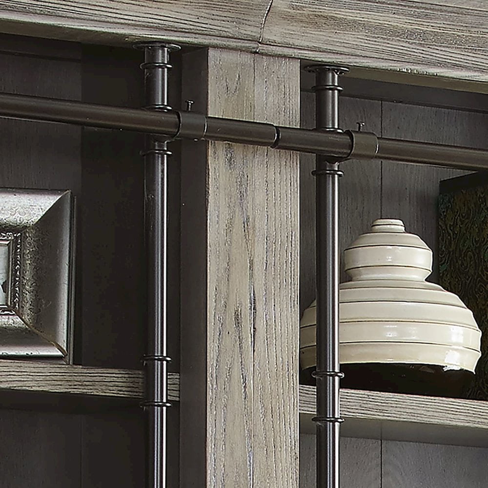 Avondale 8' Tall Bookcase Wall With Ladder Storage Organizer Display Gray