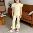 thumbnail image 2 of biudgviw Toddler Girl Clothes Kids Ruffle Sleeveless Crewneck Tops with Flare Pants Matching Set Cute Two Piece Sets 2-10 Years, 2 of 5