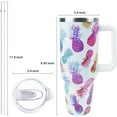thumbnail image 2 of 40 oz Tumbler with Handle and Straw, Stainless Steel Insulated Cup with Leak Proof Lid and Straw Lid, Keep Drinks Cold and Hot for Hours(Pineapple), 2 of 6