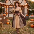 thumbnail image 5 of Plus Size Renaissance Dress, Medieval Dress for Women, Renaissance Dress Womens Medieval Ren Faire Costume Corset Victorian Ball Gowns Elegant Vintage Irish Dresses Halloween, Khaki M, 5 of 6