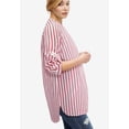 thumbnail image 2 of Ellos Women's Plus Size Striped Henley Tunic Oversized Long Top Wear with Leggings, 2 of 5