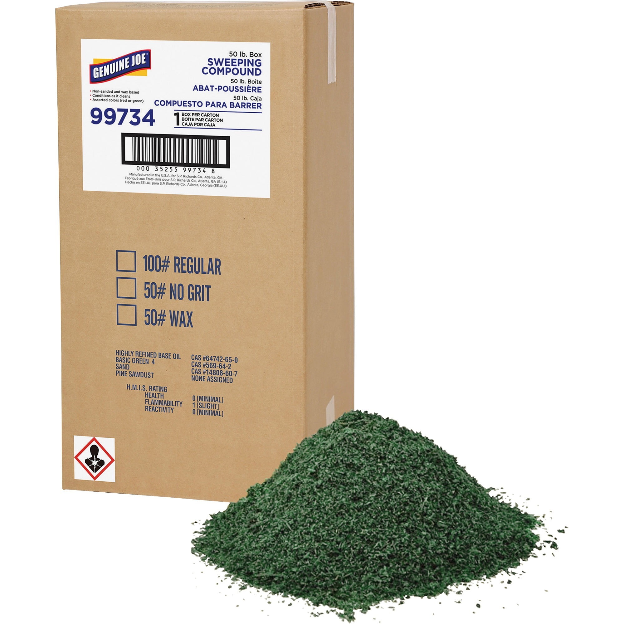 Genuine Joe, GJO99734, Green Sweep Sweeping Compound, 1 Box, Dark Green