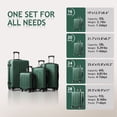thumbnail image 3 of IVV Retro Green Trolley Cases 4-Piece Set (16/20/24/28 Inch), ABS Luggage w/ Aluminum Alloy Handle, 360° Wheels, Vertical Stripe Pattern, 3 of 9
