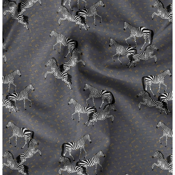 Soimoi Pure Silk Black Fabric - By the Yard - 42 Inch Wide - Animal Pattern Textile - Whimsical Jungle Fabric for Craft Projects Printed Fabric