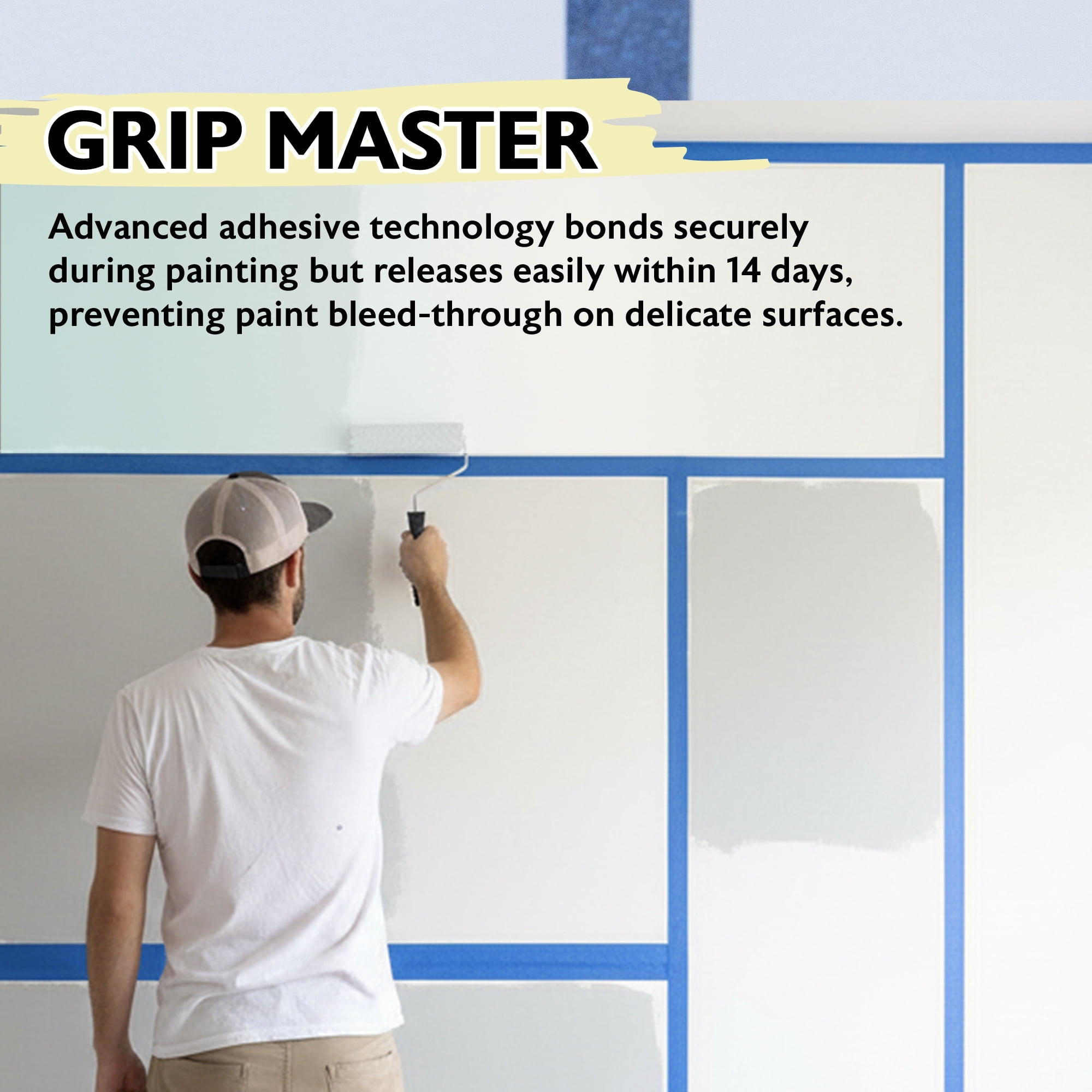 BAZIC Products Blue Painters Tape 1.41 Inches x 60 Yards, 1 Roll, Blue Masking Tape Paint Tapes Easy Removal No Residue