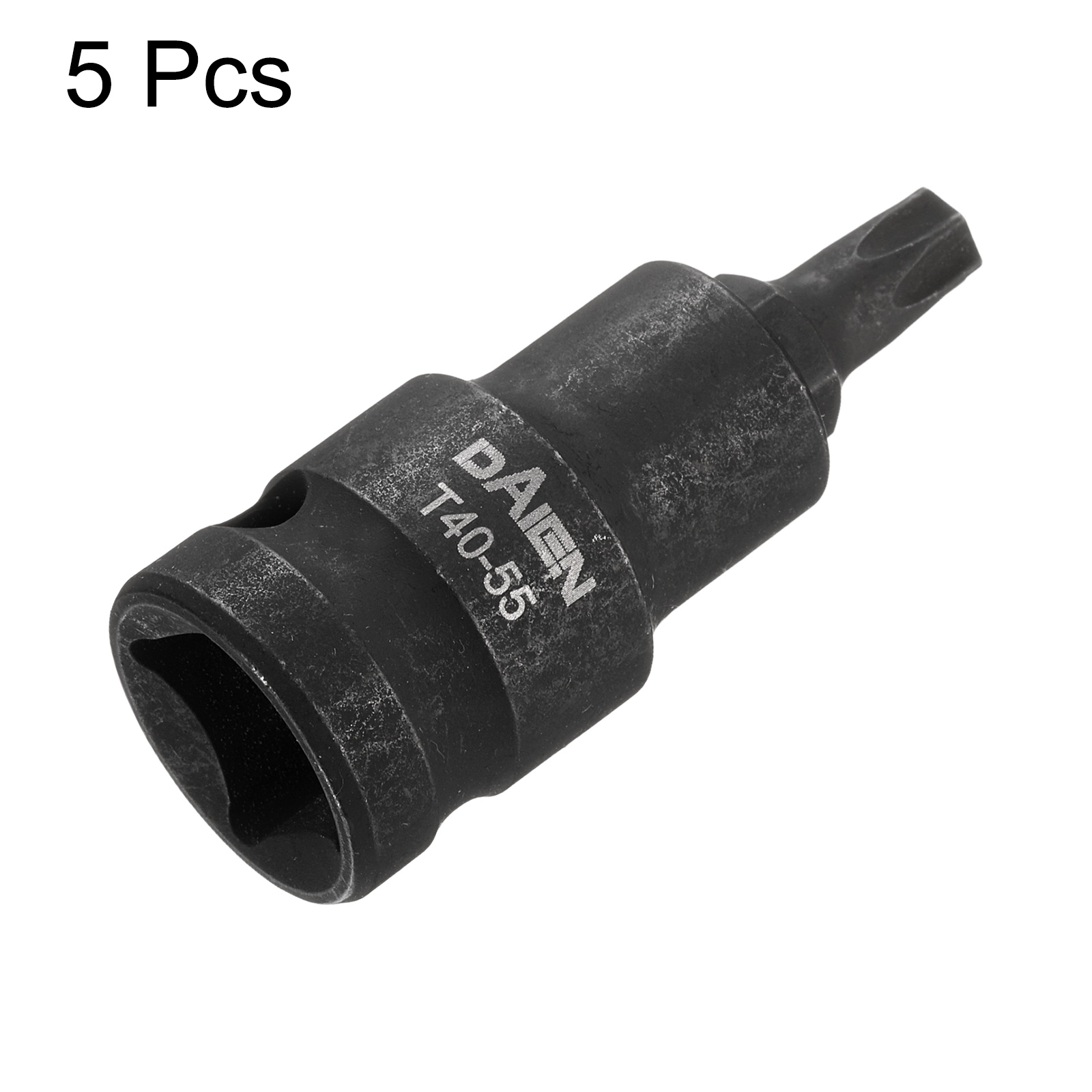 Uxcell 5pcs T40 Torx Bit Socket 55mm/2.17" Length 1/2" Square Drive Star 6 Point Extension Impact Bit Power Nut Driver Set S2 Steel Socket Ratchet Wrench Bits, Black