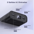 thumbnail image 2 of Power Bank Batería Portátil 20000mah 2.1a Carga Rápida 1hora Negro, 2 of 3