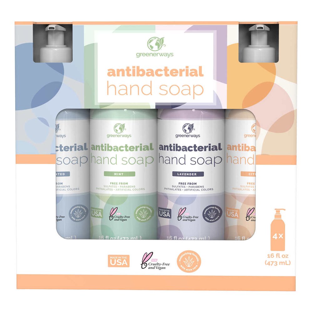 Greenerways Antibacterial Hand Soap, 16 Fluid Ounce (Pack of 4