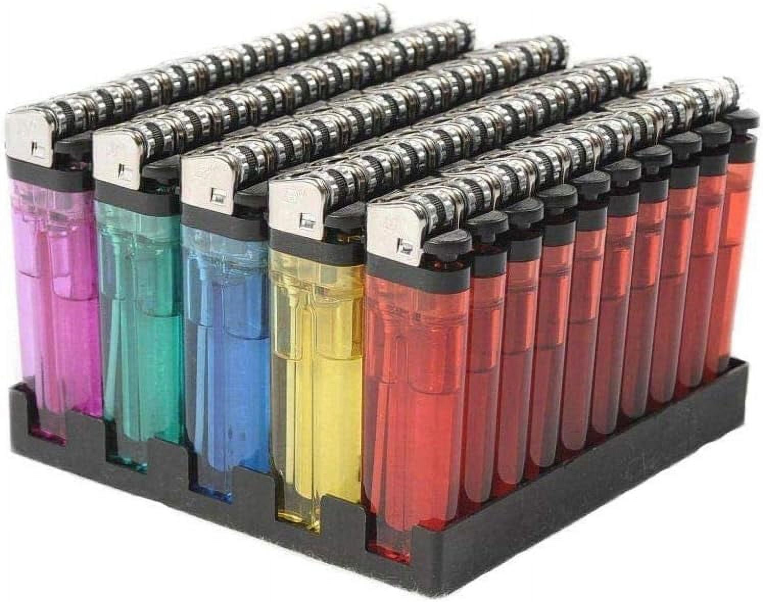 CUE II Classic Lighters, Assorted Colors, Regular Size, Long Lasting, 50-Count Tray