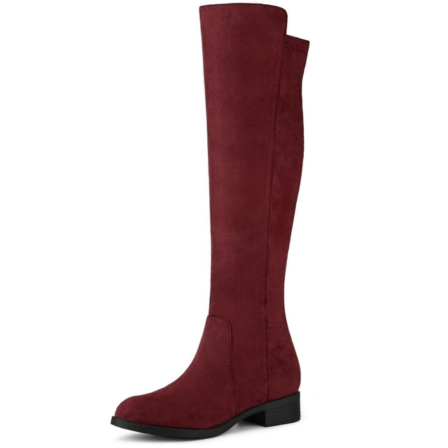 Unique Bargains Women's Side Zipper Chunky Heel Knee High Boot