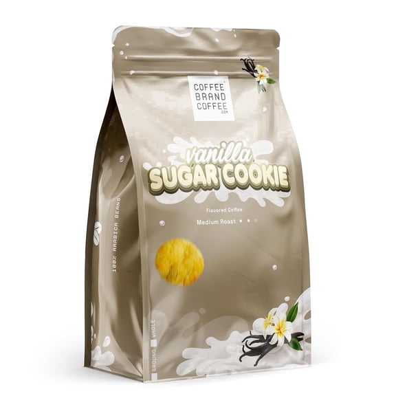 Coffee Brand Coffee Vanilla Sugar Cookie Medium Roast 100% Arabica Flavored Whole Bean, Rich & Sweet, 12 oz