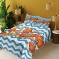 thumbnail image 2 of Ambesonne Nautical Fitted & Top Sheet Set with Shams, Fish Shell Ahoy Chevron, Multicolor, 2 of 5