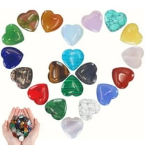 20Pcs Heart Crystals Healing Stones Set,Scheam Love Shaped Natural Polished Stones,Bulk Cute Gemstones,Rose Quartz Amethyst Assorted Set Stone Ornaments,for Energy Balancing & Home Decor