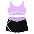 thumbnail image 3 of Kaerm Kids Girls 2 Piece Active Dancewear Outfit Crop Top and Shorts Set for Gymnastics Dancing Light Purple 16, 3 of 7