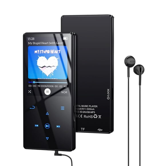 Yottix 64GB MP3 Player with Boosted Bluetooth 5.3 (no Wi-Fi), Music Player Features HD Speaker, 2.4" Screen, Touch Buttons, Expandable SD Card Slot, Suppor