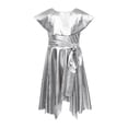 thumbnail image 4 of Doomiva Kids Girls Shiny Metallic Lyrical Liturgical Choir Worship Praise Dance Dress Asymmetrical Hem Tunic Dancewear Silver 14, 4 of 6