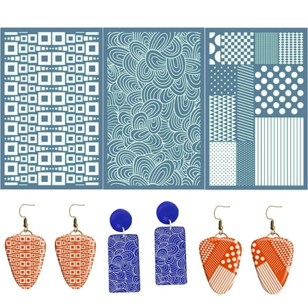 

Uposao Screen Printing Template DIY Can Reused Polymer Clay Screen Printing Stencils for Home Decor Crafts T-Shirt Furniture Wall Chalkboard Blue Type 21