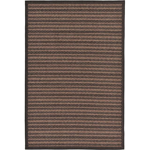 Unique Loom Tapis d'Extérieur à Rayures Intérieures et Extérieures Décontractées 5' 3" x 8', Noir/brun