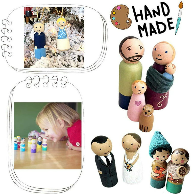 Willstar 20pcs Wooden Peg Dolls Unfinished 65x23mm Wooden Tiny Doll Bodies People Shapes Decorations for Kids Painting Craft Art P