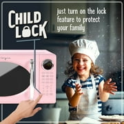 Nostalgia 0.7 cu ft Retro Microwave Oven, 700W Countertop Microwave Oven with 8 Auto Cook Programs, Pink