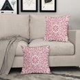 thumbnail image 3 of Pink Ethnic Boho Pillow Covers 16 X 16 Inch Bohemian Carpet Style Vintage Flower Print Decorative Throw Pillows Outdoor Linen Square Cushion Case Farmhouse Decor for Home Sofa Bed Set of 2, 3 of 6