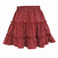 thumbnail image 4 of Womens High Waist Floral Print A Line Short Skirt with Ruffled Hem Elegant Summer Skirt Red Dot XL, 4 of 9