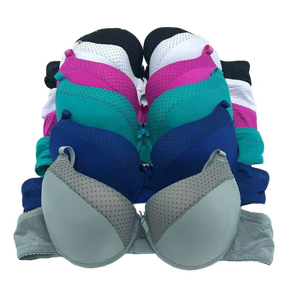 6 Piecec Full Cup Pushup Underwired Push Up Bra B and C Cup (38B)