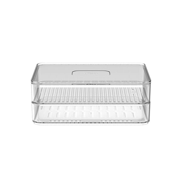 Organizador Mainstays Porta Carnes Frías Doble Nivel Transparente