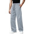thumbnail image 3 of Mens Casual Sweatpants Solid Color Drawstring Elastic Waist Straight Leg Trousers Relaxed Fit Workout Pants, 3 of 9