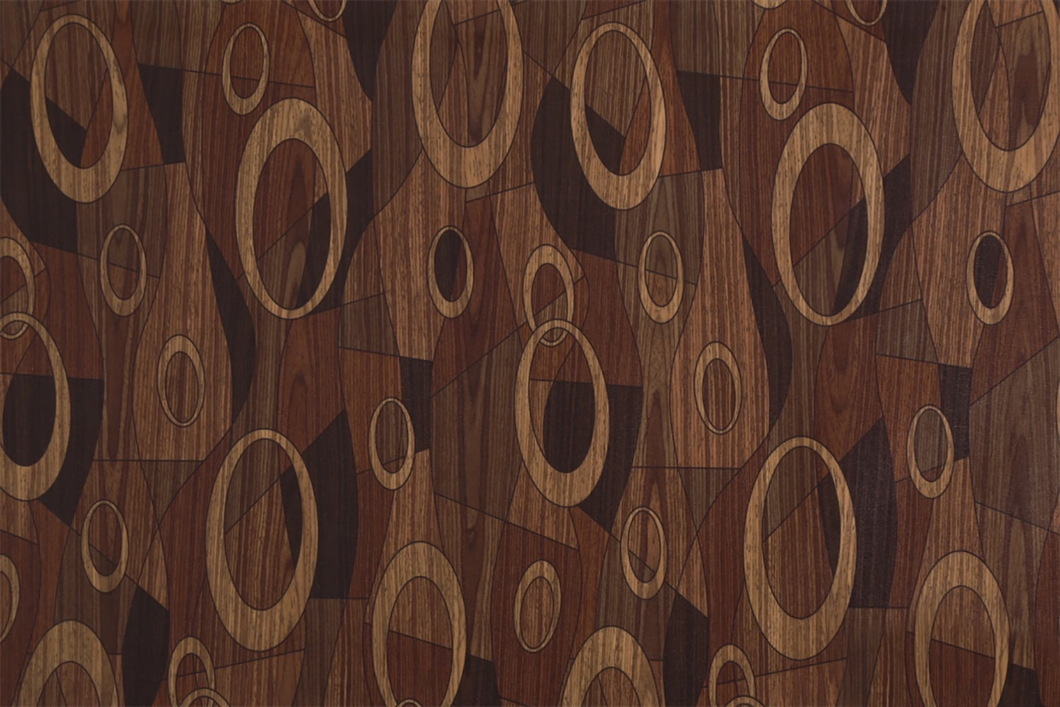 Dundee Deco Peel and Stick Self Adhesive Wallpaper - Abstract Wooden Dark Brown, Beige Circles, Shapes, 18 ft x 18 in