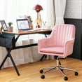 thumbnail image 3 of Costway Fauteuil de Bureau en Velours avec Coussin Amovible Réglable Rose, 3 of 10