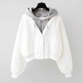 thumbnail image 2 of Gmluru Women's Jacket Casual Coat Solid Color Velvet Long Sleeved Zipper Cardigan Pocket Hooded Fake Two-Piece Hoodie Top Outwear Coats White M, 2 of 5