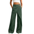 thumbnail image 5 of JUUNthy Womens Cross Front Palazzo Pants, High Waist Wide Leg Loose with Pockets 2026 Casual Fashion Vacation Pants Khaki 2XL, 5 of 10