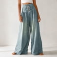 thumbnail image 4 of HSMQHJWE Jeans à Jambe Grand pour Femmes Taille Haute Raccourcis à Enfiler Jeans Taille Élastique à Cordon Pantalon en Denim Extensible, 4 of 7