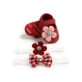 thumbnail image 2 of Baby Girl Shoes Soft Sole Floral Newborn Infant Anti-Slip Shoes Prewalkers With Headband, 2 of 4