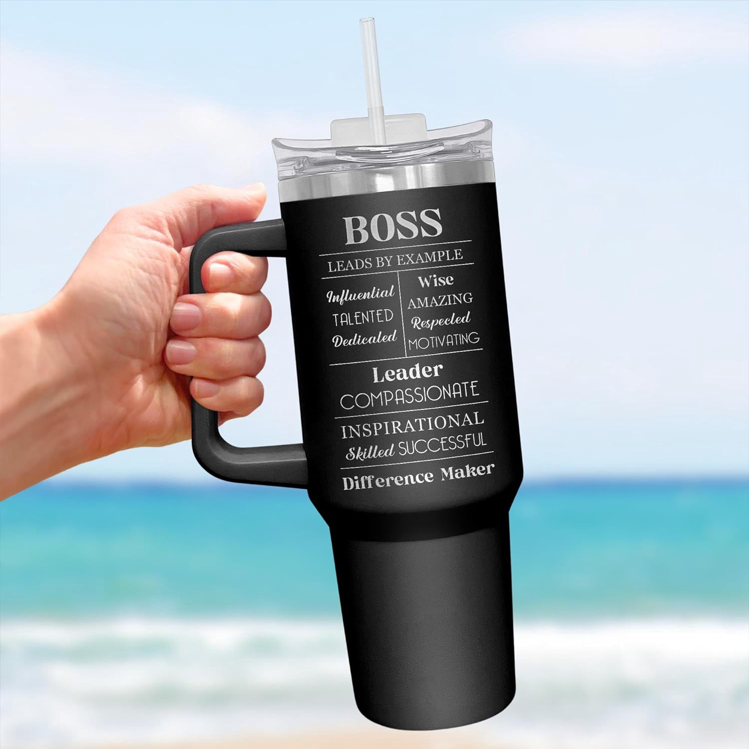 Boss Gifts For Men,Women - Christmas,Birthday Gifts For Boss,Leader,Manager,Thank You Gifts For Coworkers,Boss Gifts For Men - 40 oz Insulated Tumbler With Handle And Straw