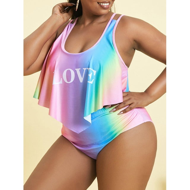 MÁS TAMAÑO MÁS DE TAMAÑO ARCOUTO ARCOUTO OUTRY SUPERIOR CONTROL TANKINI TANKINI Rosegal Mangas largas de talla grande
