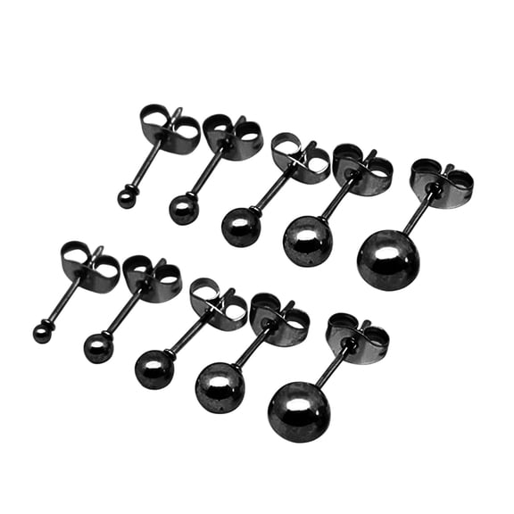 KDSJSXW Pearl Earrings Studs Simple Fashion Size Steel Ball Steel Stud Ear Accessories Small Gold Yellow Gold Piercing Nails Pearl Earings Studs Earrings for Women Bridal Earrings(Black,One Size)