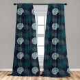 thumbnail image 5 of Ambesonne Abstract Curtains, Animal Print Circles Lines, Pair of 28"x95", Dark Violet Blue and Green, 5 of 5
