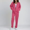 thumbnail image 2 of CIENVNSTG Sweatsuits Women 2 Piece Outfit Zip Up Hoodie Fall Long Sleeve Sweatshirts with Pocket Matching Sweat Sweatpants Set Hot Pink 2XL, 2 of 6
