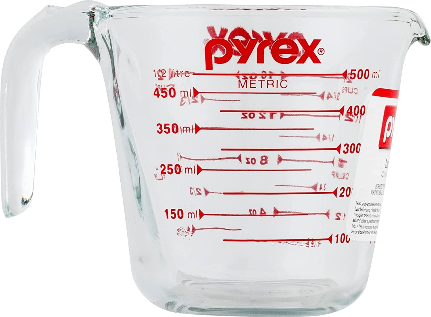 Pyrex Prepware 2-Cup Measuring Cup, Red Graphics Clear (Pack of 2), with  Supreme Box Safe Packaging