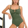 thumbnail image 3 of CHGBMOK Womens One Piece Swimsuits Sexy Front Tie Bathing Suit Tummy Control Slimming Swimsuits Spaghetti Straps Swimwear, 3 of 7