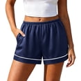 thumbnail image 6 of YTCAMLO Soft Cotton Womens Satin Pajama Shorts Summer Casual Pj Bottoms with Pockets Elastic Waist Baggy Lounge Shorts Sleepwear, 6 of 7