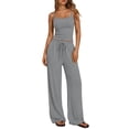 thumbnail image 3 of Women'S 2 Piece Lounge Set Spring Outfits - Camisole Top & Wide Leg Pants Dark Gray M, 3 of 8