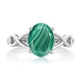 thumbnail image 2 of Gem Stone King 2.56 Ct Oval Green Malachite White Diamond 925 Sterling Silver Ring (Size 9), 2 of 4