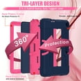 thumbnail image 5 of SaniMore Hybird Case for Fire 7" 12th Gen 2022, Rugged Heavy Duty Protective Case Hidden Kickstand Dual Angle Stand Shockproof Anti-drop for  Fire 7" 12th Gen, Navy+Rose, 5 of 11