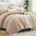 thumbnail image 2 of Flymme Beige Comforter Sets King Size 7 Piece Boho Bed in a Bag Simply Shabby Chic Bedding Farmhouse Bed Set for All Seasons, 2 of 8