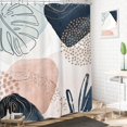 thumbnail image 2 of Abstract Mid Century Shower Curtain 72Wx72H Inches Boho Pastel Pink Teal Blue Geometric Leaves Minimalist Aesthetic Modern Bathroom Decor Waterproof Polyester Home Decor Set with Hooks, 2 of 6